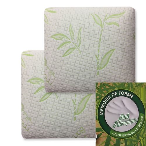 Lot De 2 Oreillers Carrés 60x60 Cm Mémoire De Forme Visco - Soutien Cervical, Anti-allergique,