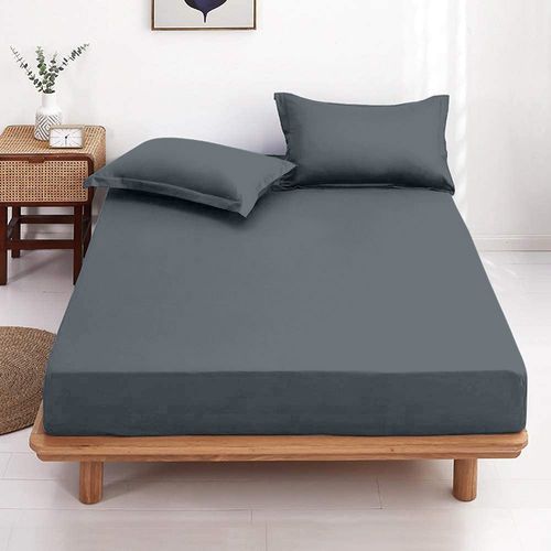 Drap Housse Uni 140x190 100 % Coton 57 Fils - Fabrication Française - Bonnet 30 Cm