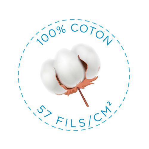 Drap Housse Uni 140x190 100 % Coton 57 Fils - Fabrication Française - Bonnet 30 Cm