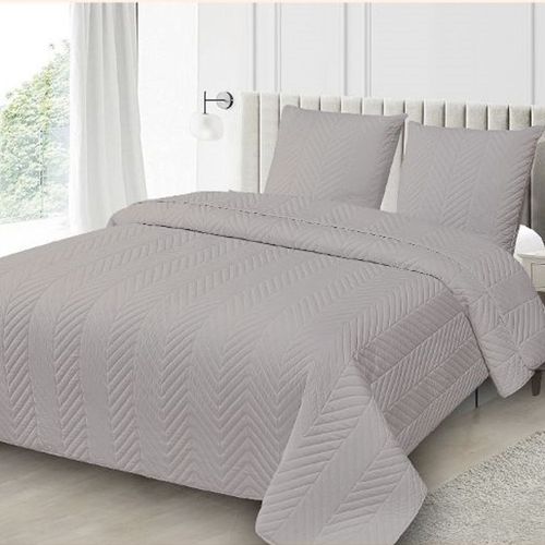 Dessus De Lit Brodé – 240x260 Cm – 100% Coton Blanc – Motifs Géométriques