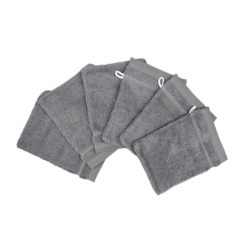 Gants de Toilette Taille 14x22 cm 100% Coton - Lot de 10 Gants de Toilette Rose-Gris - Maison