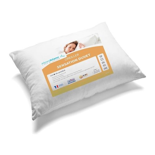 Oreiller Sensation Duvet 65x65 Cm - Fabrication Française, Garnissage Fibres Ultra-fines Isolane