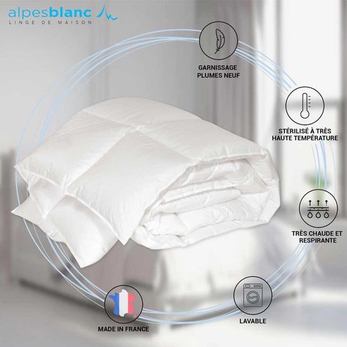 Couette Hiver 90% Duvet 300 G/m² 240x260 Cm - Fabrication Française - Chaude Et Gonflante