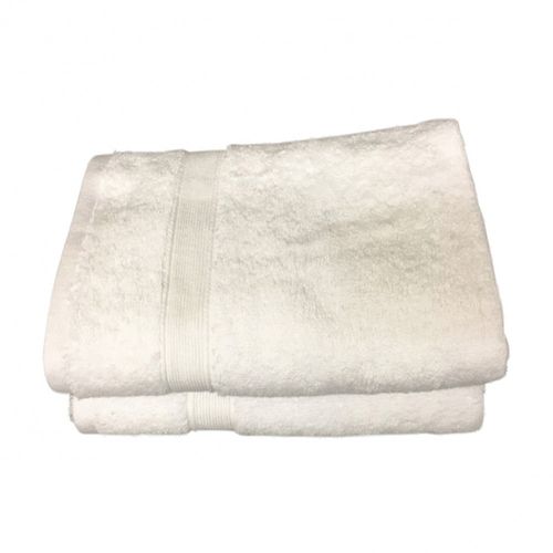 Lot De 2 Serviettes De Bain - 50x100 - Eponge 600 G/m² 100 % Coton - Blanche