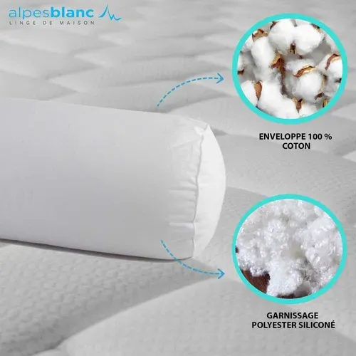 Traversin 140 Cm - Anti-acariens Et Anti-bactériens - Confort Moelleux - Enveloppe 100% Coton -