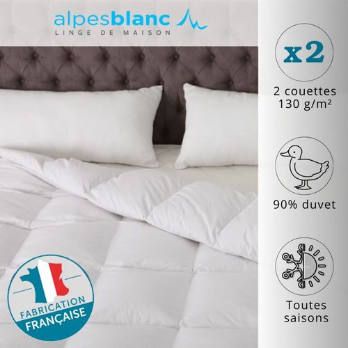 Couette 240x260 Naturelle 4 Saisons En Duvet Jumelable - Alpes Blanc