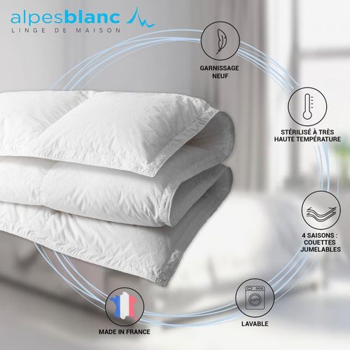 Couette 240x260 Naturelle 4 Saisons En Duvet Jumelable - Alpes Blanc