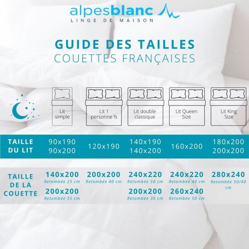 Couette 240x260 Naturelle 4 Saisons En Duvet Jumelable - Alpes Blanc
