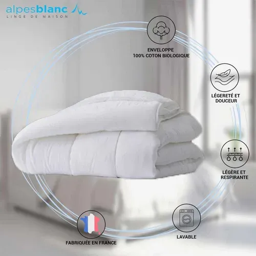 Couette été 140x200 éco Légère 200 Gr/m² - Enveloppe Coton Bio