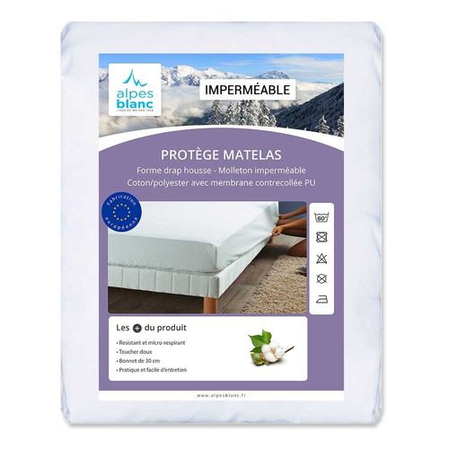 Protège Matelas 90x190 Imperméable Molleton Coton/polyester Contrecollé Pu