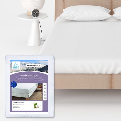 Protège Matelas 90x190 Imperméable Molleton Coton/polyester Contrecollé Pu