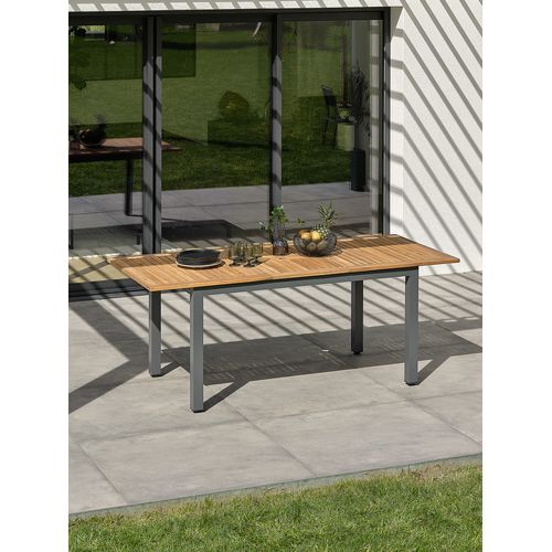 Table De Jardin 8 Places Alu Anthracite - Acacia - Gris Anthracite - Orsino