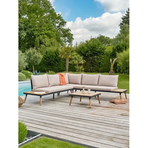 Salon De Jardin D'angle 5 Places - Acacia - Marron - Camino