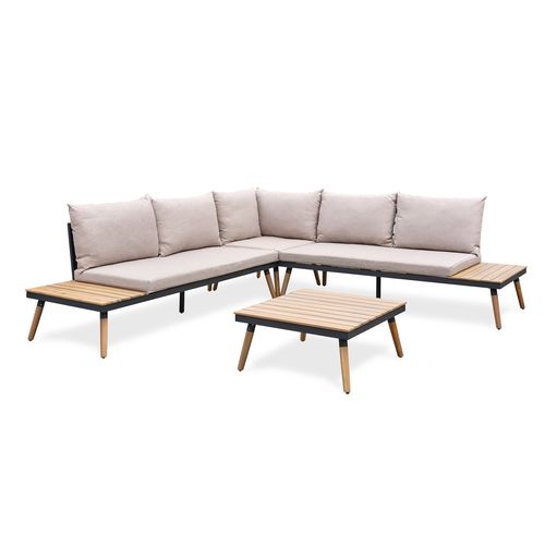 Salon De Jardin D'angle 5 Places - Acacia - Marron - Camino