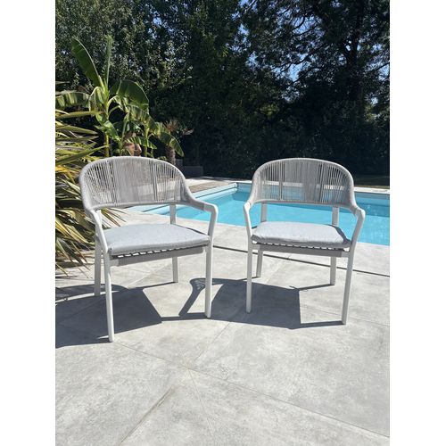 Lot De 2 Fauteuils De Jardin - Blanc - Abella
