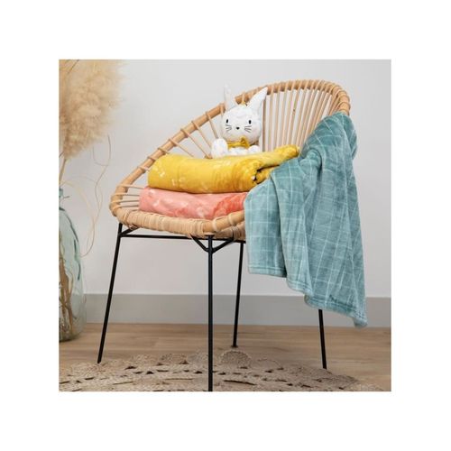 Couverture Bébé Aux Impressions De Lapins - 100x150 Cm - Jaune