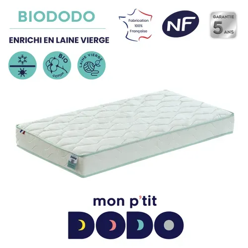 Matelas Bébé Dodozen - Face été X Face Hiver 60 X 120 Cm Blanc