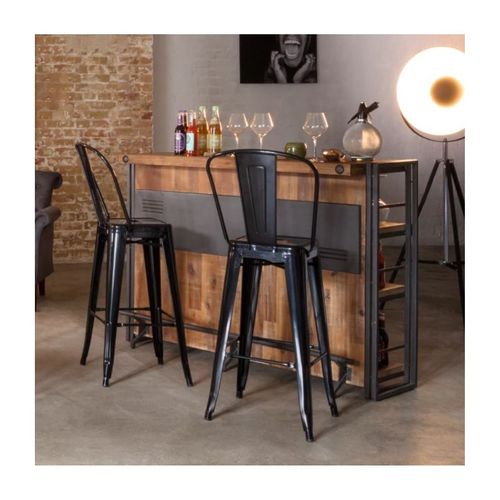 Bar Industriel Comptoir 140 Cm En Bois D'acacia Et Métal - Workshop