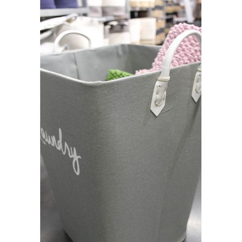 Panier à Linge Rigide En Tissu Gris Avec Anses - Laundry 2