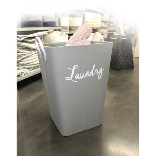 Panier à Linge Rigide En Tissu Gris Avec Anses - Laundry 2