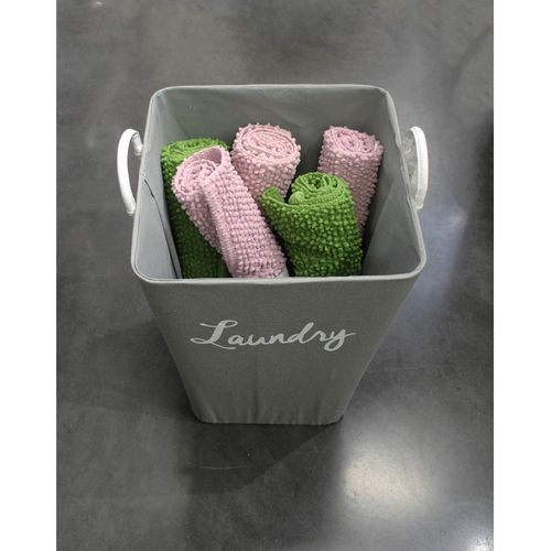 Panier à Linge Rigide En Tissu Gris Avec Anses - Laundry 2