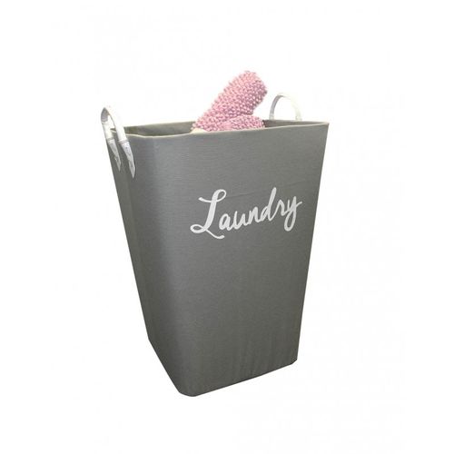 Panier à Linge Rigide En Tissu Gris Avec Anses - Laundry 2