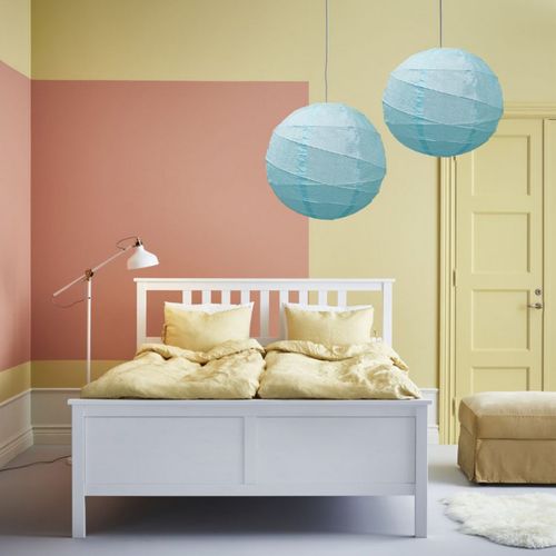 Lot De 4 Lampions Rond En Papier De Couleur Bleu De 40 Cm De Diamètre