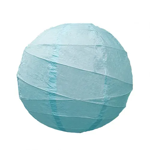 Lot De 4 Lampions Rond En Papier De Couleur Bleu De 40 Cm De Diamètre