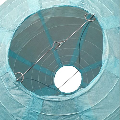 Lot De 4 Lampions Rond En Papier De Couleur Bleu De 40 Cm De Diamètre