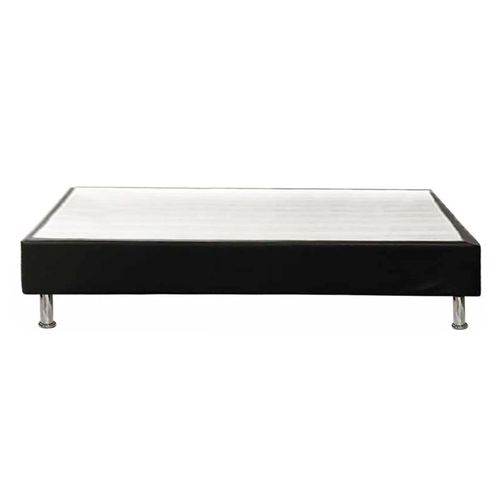 Sommier Tapissier 160x200 Cm En Simili Noir Et Pieds Métal - Remimos
