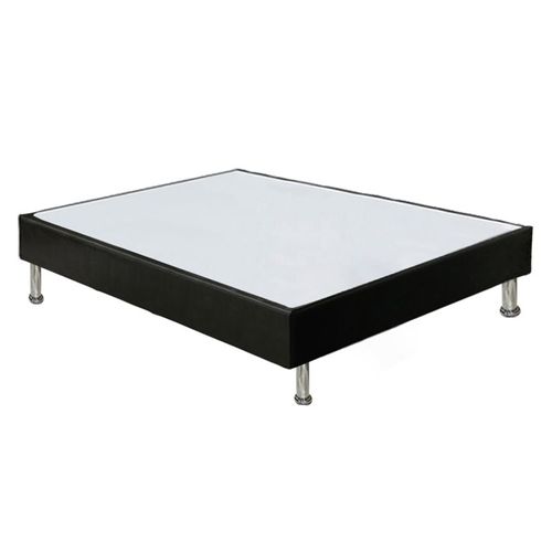 Sommier Tapissier 160x200 Cm En Simili Noir Et Pieds Métal - Remimos