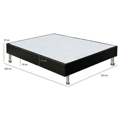Sommier Tapissier 160x200 Cm En Simili Noir Et Pieds Métal - Remimos