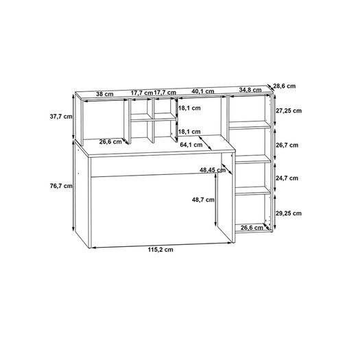 Bureau Droit Avec Rangements Décor Chêne Clair Et Blanc Mat - Kevan