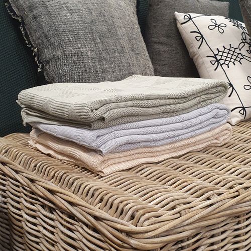 Plaid Bébé Tricot En Coton Gris Clair 100 X 150 Cm - Trixie 6767