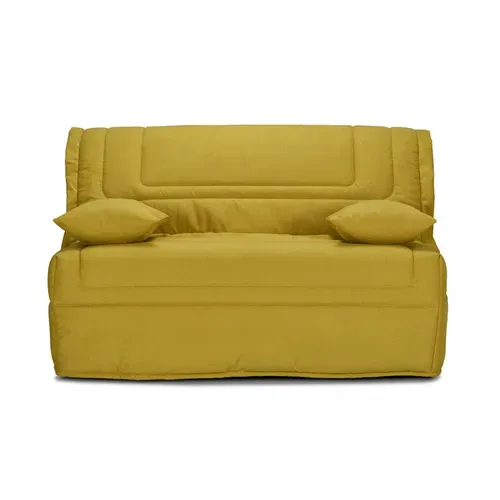 Banquette Lit BZ 140x190 Cm En Tissu Jaune Et Matelas 12 Cm – Buzzy