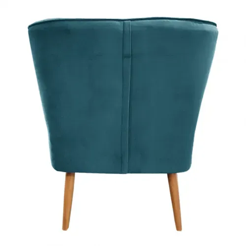 Petit Fauteuil Bas En Velours Bleu Style Crapaud - Karla