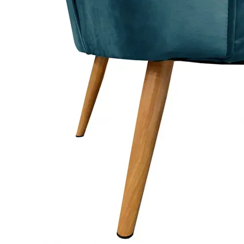 Petit Fauteuil Bas En Velours Bleu Style Crapaud - Karla