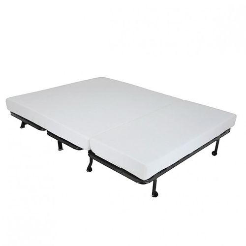 Banquette Lit BZ 140x190 Cm En Tissu Gris Et Matelas 12 Cm - Cyriac