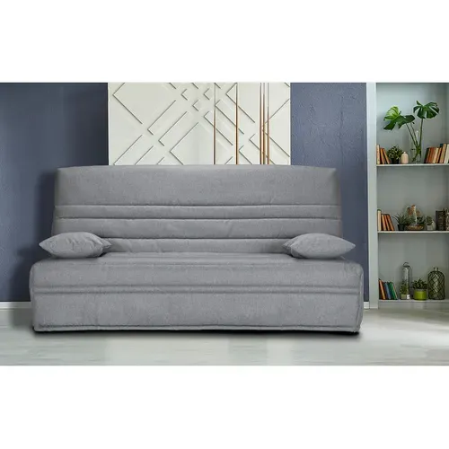 Clic Clac 130x190 Cm En Tissu Gris Chiné Et Matelas 13 Cm - Ebro