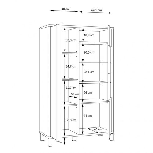 Vitrine 159 Cm 2 Portes Décor Bois Et Noir Et Pieds Noir - Celia