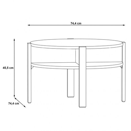 Table D'appoint Ronde D. 74 Cm Blanc Avec 4 Niches Rangements - Rozaly