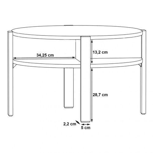 Table D'appoint Ronde D. 74 Cm Blanc Avec 4 Niches Rangements - Rozaly