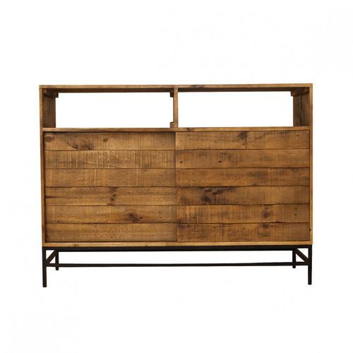 Buffet Industriel Bois Rustique Et Métal Noir L.140 Cm - Factory