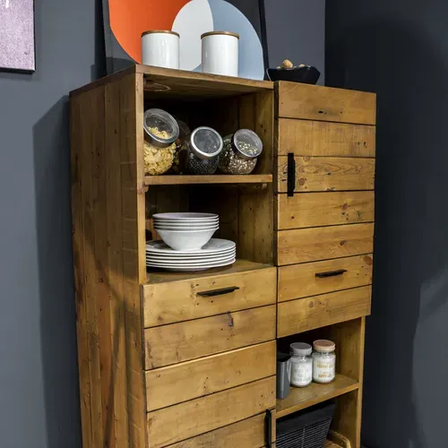 Meuble étagère Rangements Bois Rustique Et Métal Industriel - Factory