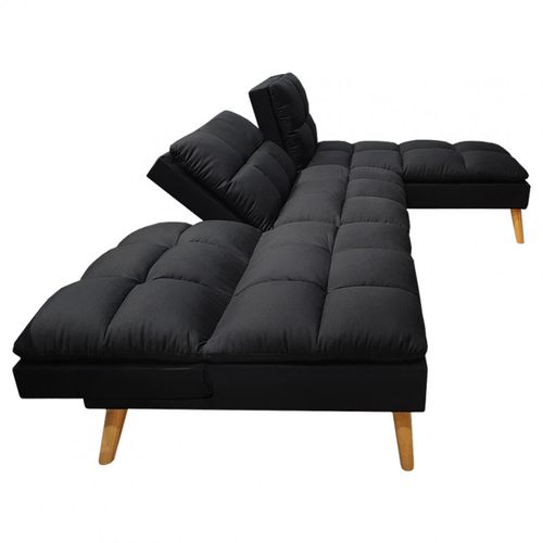 Banquette Convertible Angle Réversible Et Modulable Tissu Noir - Kurt