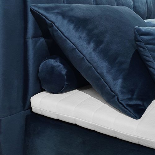 Lit Boxspring 160x200 Cm Velours Bleu 2 Coffres Latéraux - Riven