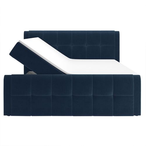 Lit Boxspring 160x200 Cm Velours Bleu 2 Coffres Latéraux - Riven