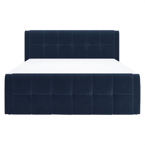 Lit Boxspring 160x200 Cm Velours Bleu 2 Coffres Latéraux - Riven