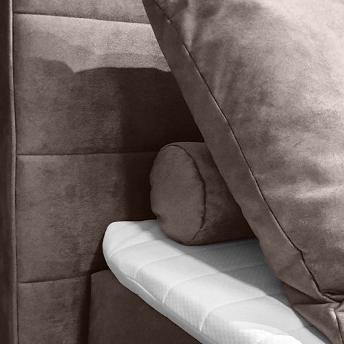 Lit Boxspring 160x200 Velours Taupe 2 Rangements - Brandon