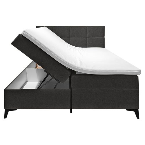 Lit Boxspring 160x200 Cm Anthracite + Matelas Et Surmatelas - Aisha